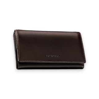 Duży, skórzany portfel damski w brązowym kolorze z systemem RFID - Peterson