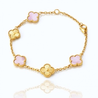 Bransoletka na rękę stal chirurgiczna pozłacana 14k złotem, koniczynka