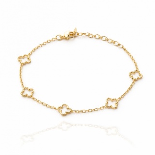 Bransoletka na rękę stal chirurgiczna pozłacana 14k złotem, koniczynka