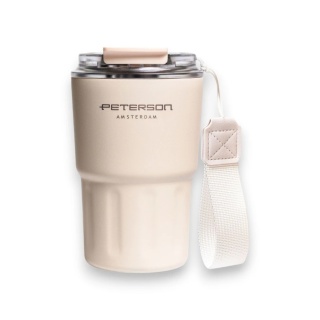 Kubek termiczny ze stali nierdzewnej w beżowym kolorze z podwójnymi ściankami - Peterson