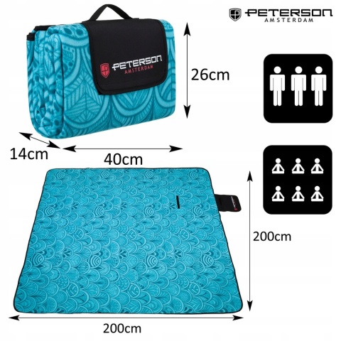 Materiałowy koc piknikowy z wodoodporną izolacją - Peterson