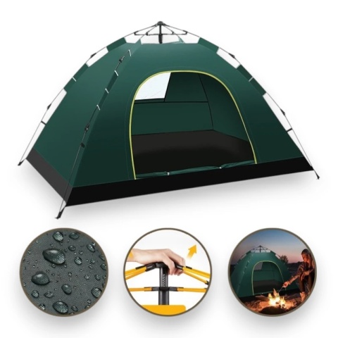 Namiot Kempingowy 2-3 Osobowy Zielony – Składany, Wodoodporny, Lekki