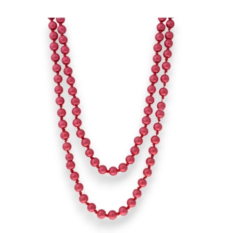 Naszyjnik Amarantowe Korale Długie – Pozłacana Stal Szlachetna PVD, do Podwójnego Zawinięcia