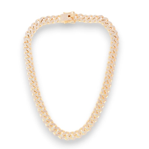 Naszyjnik Złocony Duże Oczka z Cyrkoniami – Stal Szlachetna Electroplated 50cm