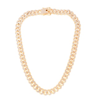 Naszyjnik Złocony Duże Oczka z Cyrkoniami – Stal Szlachetna Electroplated 50cm