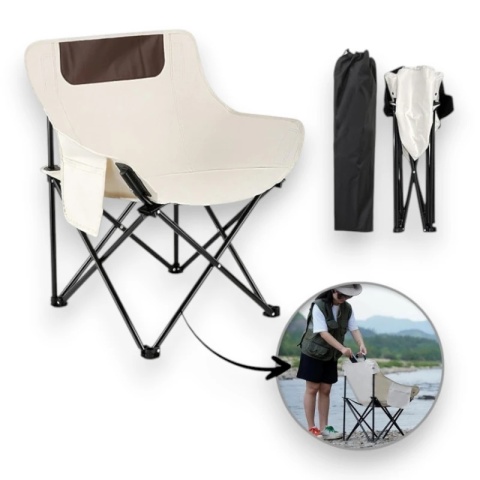 Składane Krzesło Turystyczne – Kemping, Wędkarskie, z Kieszonką KRT11K