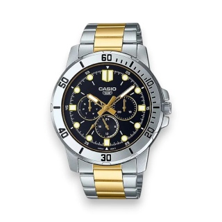 Zegarek Męski Casio MTP-VD300SG-1E – Srebrno-Złoty z Datownikiem