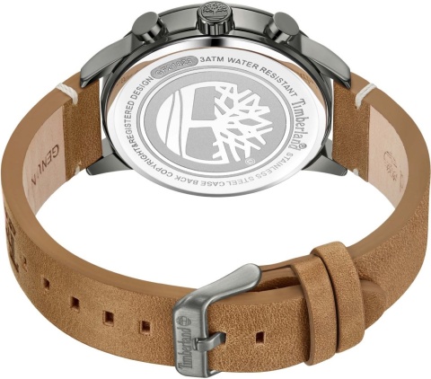 Zegarek Męski Timberland TDWGF2182301 – Granatowa Tarcza, Brązowy Pasek i Funkcja Dual Time