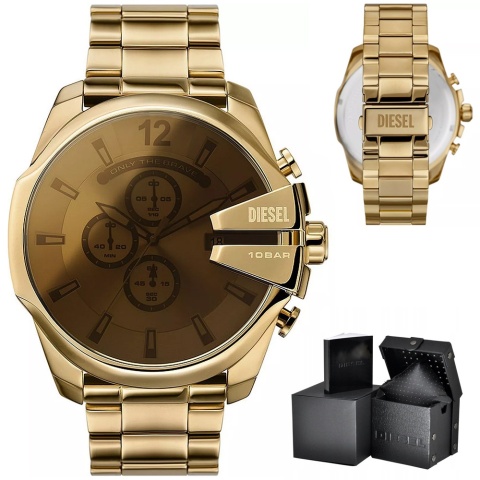 Złoty Zegarek Męski Diesel Mega Chief DZ4662 – Chronograf WR100 + Box