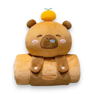 Koc z poduszką Kapibara XL 100x170cm – Miękki Koc Flanelowy i Narzuta