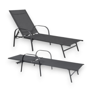 Leżak Ogrodowy LE05GRAF – Regulowany, Wodoodporny, Grafitowy | Sklep