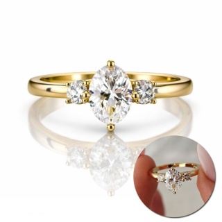 Pierścionek Stal Chirurgiczna 14k Złoto z Cyrkonią PST991