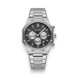 Zegarek Męski Curren 8440 – Srebrna Bransoleta, Chronograf, Datownik