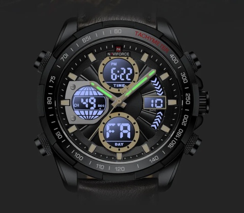 Zegarek Męski Naviforce NF9197L S/B/D.BN – Dual Display + Box