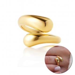 Złoty Pierścionek Regulowany Stal Chirurgiczna PST969 – Szeroki
