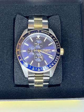 Zegarek Męski Invicta Aviator 39076 | Złoto-Srebrny z Niebieską Tarczą