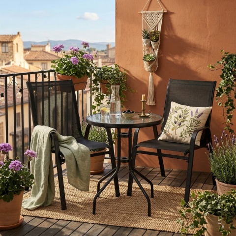 Zestaw mebli balkonowych 2 krzesła i stolik FUNFIT | Szybka wysyłka