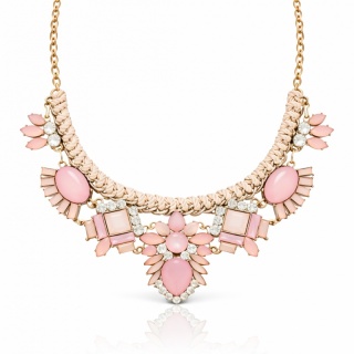 Różowy Naszyjnik Damski Kolia z Kryształkami - Elegancki i Na Co Dzień