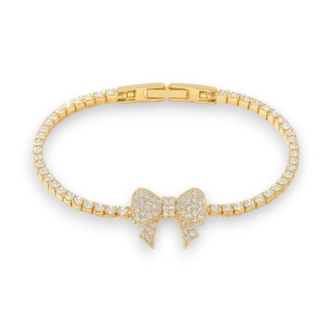 Bransoletka na rękę stal chirurgiczna pozłacana 14k złotem, kokardka BST1596