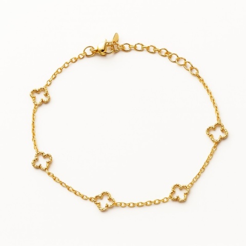 Bransoletka na rękę stal chirurgiczna pozłacana 14k złotem, koniczynka BST1594