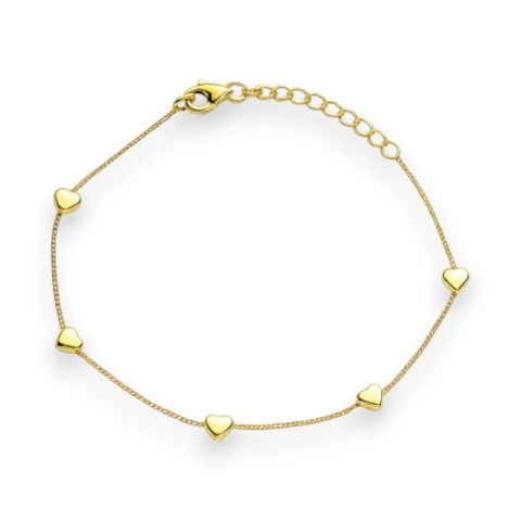 Bransoletka na rękę stal chirurgiczna pozłacana 14k złotem, serduszka BST1593