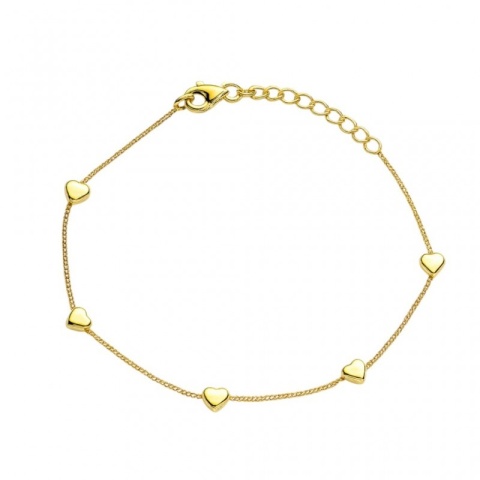 Bransoletka na rękę stal chirurgiczna pozłacana 14k złotem, serduszka BST1593