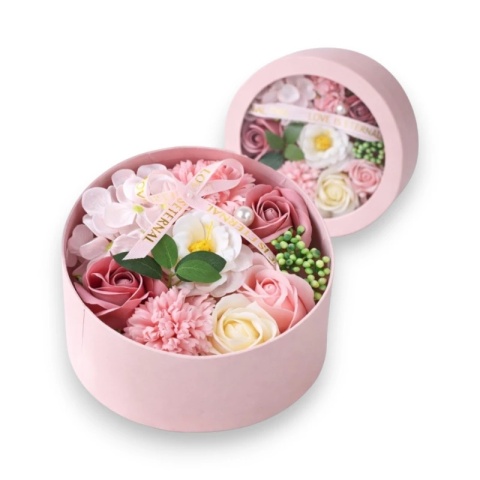 Bukiet zapachowych kwiatów mydlanych w ozdobnym pudełku, BUK25R