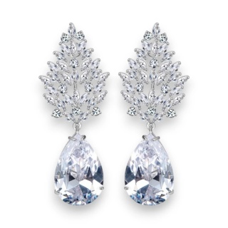 Kolczyki ślubne wizytowe wiszące z kryształkami stal szlachetna KSL86