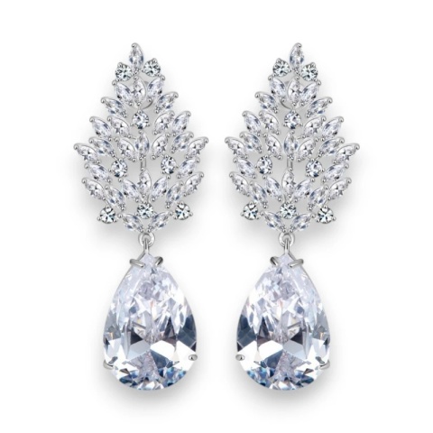 Kolczyki ślubne wizytowe wiszące z kryształkami stal szlachetna KSL86