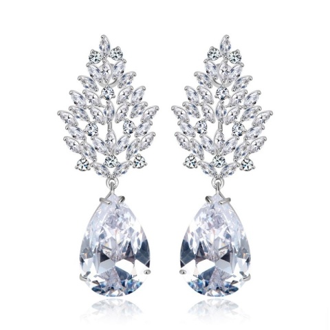 Kolczyki ślubne wizytowe wiszące z kryształkami stal szlachetna KSL86