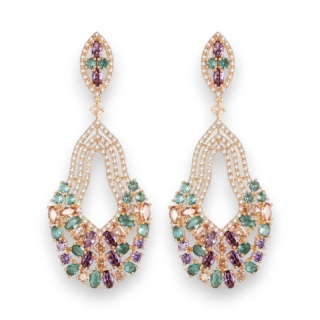 Kolczyki ślubne wizytowe wiszące z kryształkami stal szlachetna KSL90