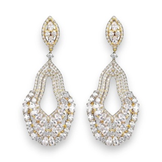 Kolczyki ślubne wizytowe wiszące z kryształkami stal szlachetna KSL91