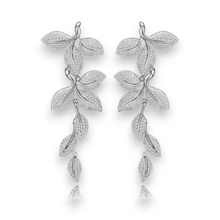 Kolczyki ślubne wizytowe wiszące z kryształkami stal szlachetna KSL92