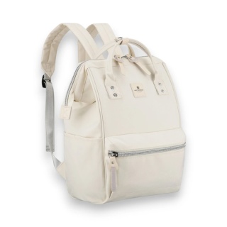 Plecak damski z poliestru w kolorze ecru z miejscem na laptopa i portem USB - Peterson
