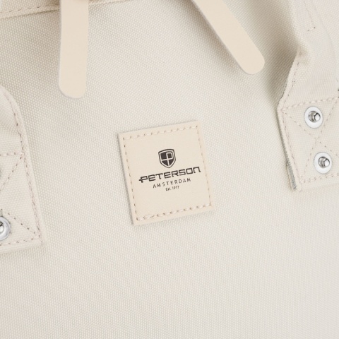 Plecak damski z poliestru w kolorze ecru z miejscem na laptopa i portem USB - Peterson