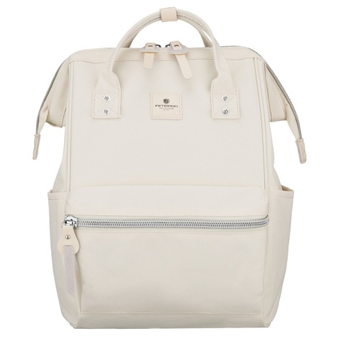 Plecak damski z poliestru w kolorze ecru z miejscem na laptopa i portem USB - Peterson