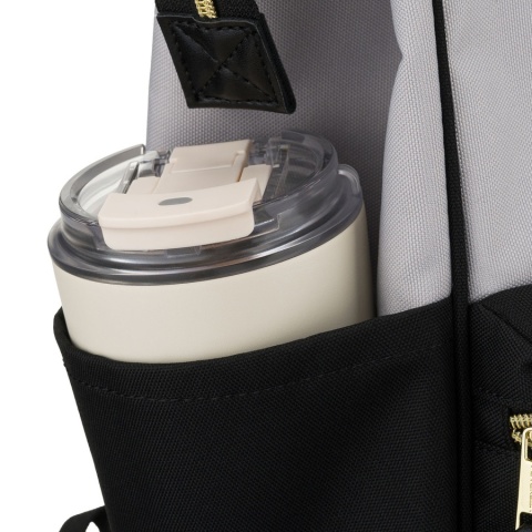 Plecak damski z poliestru w szaro-czarnym kolorze, idealny na bagaż podręczny - Peterson