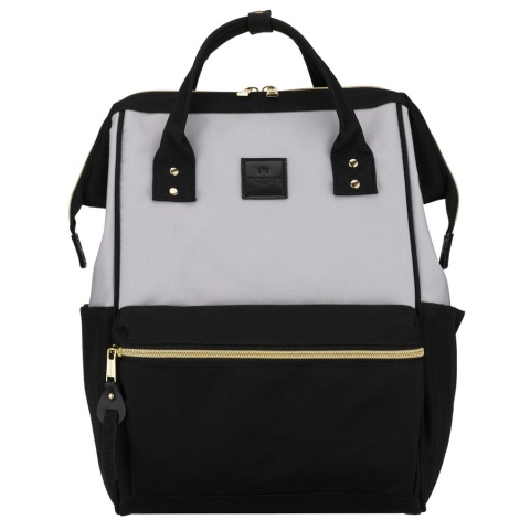 Plecak damski z poliestru w szaro-czarnym kolorze, idealny na bagaż podręczny - Peterson