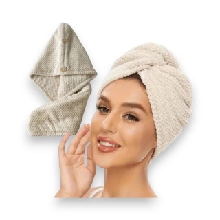 Ręcznik kapturek do włosów beżowy 65 x 25 cm REC52WZ2