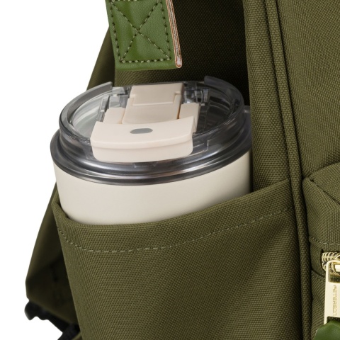 Zielony plecak damski z poliestru z miejscem na laptopa, zawieszony na regulowanych szelkach - Peterson