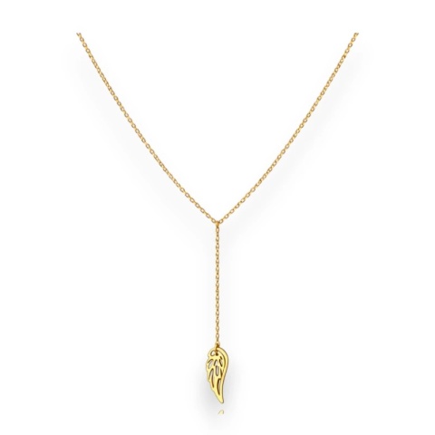 Długi naszyjnik stal szlachetna pozłacana 14k złotem, skrzydełko ANGEL WINGS NST2239