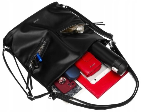 Klasyczna, pojemna torebka damska ze skóry ekologicznej - Rovicky