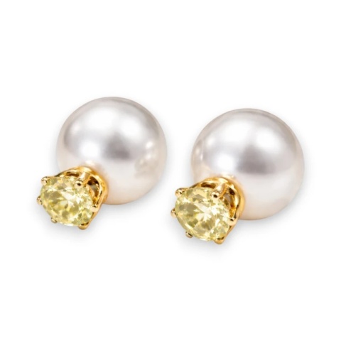 Kolczyki Kule Triball Perłowe z kremowym Kryształem K70N