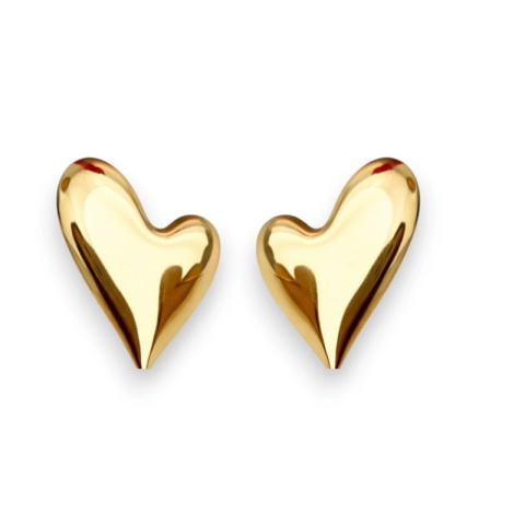 Kolczyki ze stali szlachetnej pozłacane 14k złotem Serca KST3456