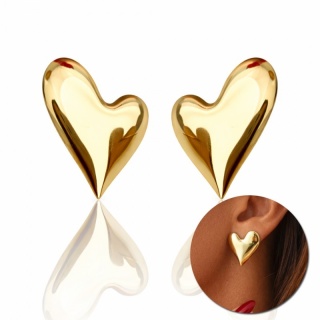 Kolczyki ze stali szlachetnej pozłacane 14k złotem Serca KST3456