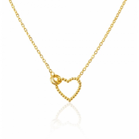 Naszyjnik stal szlachetna pozłacana 14k złotem SERCE NST2245