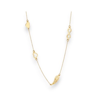 Naszyjnik stal szlachetna pozłacana 14k złotem, celebrytka skrzydełko, serca NST2255