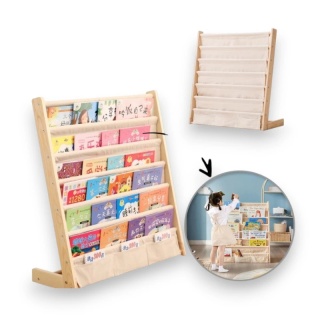 Regał, 6 poziomowy stojak, organizer na książki z kieszonkami 79 x 60 cm