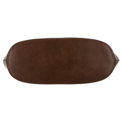 Brązowa shopperka damska wykonana ze skóry ekologicznej, jednokomorowa i zamykana suwakiem - Peterson