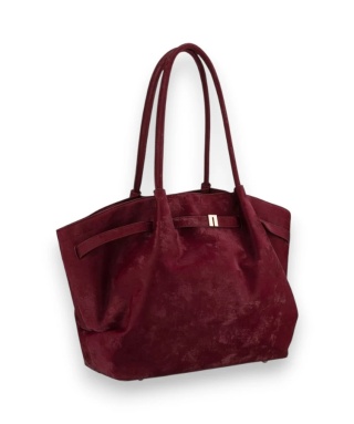Duża shopperka damska wykonana ze skóry ekologicznej w bordowym kolorze, jednokomorowa - Peterson
